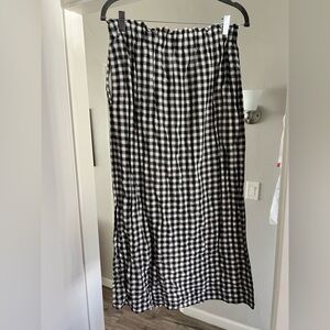 Faherty Black and White Plaid Midi Skirt